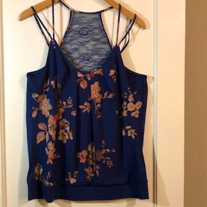 Maurices Navy Halter Top Lace Back Tank Top